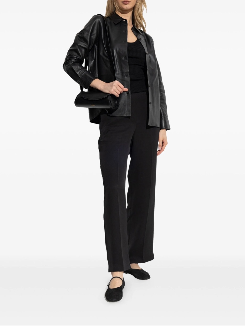 Theory Lambskin Leather Oversized Shirt